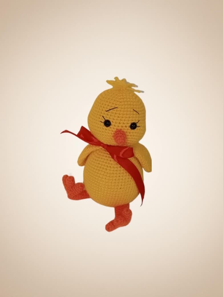 Peluche pollo amarillo hecho a mano a ganchillo (amigurumi). - Imagen 1