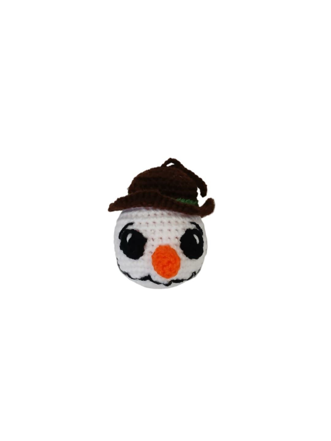 Bola navideña navidad muñeco nieve para colgar hecha a mano a ganchillo (amigurumi). - Imagen 1