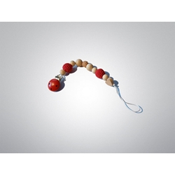 Chupetero portachupetes rojo con bolas hechas a ganchillo - Imagen 1