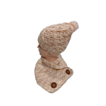 Conjunto gorro con pompón y cuello tonos rosa y blanco hecho a mano a ganchillo-crochet (10) - Imagen 2