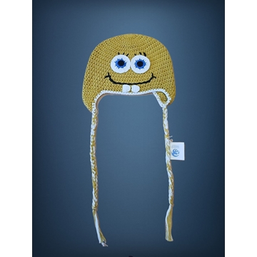 Gorro bob esponja hecho a mano a ganchillo. - Imagen 1