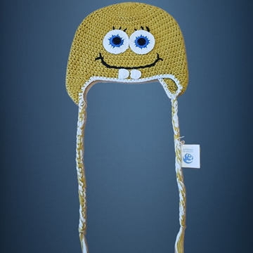 Gorro bob esponja hecho a mano a ganchillo. - Imagen 1