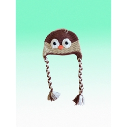 Gorro búho marrón hecho a mano a ganchillo. - Imagen 1