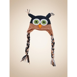 Gorro búho marrón hecho a mano a ganchillo. - Imagen 1