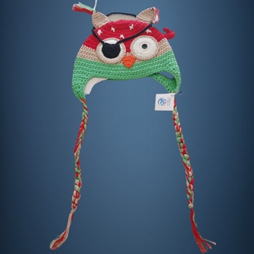 Gorro búho pirata hecho a mano a ganchillo. - Imagen 1