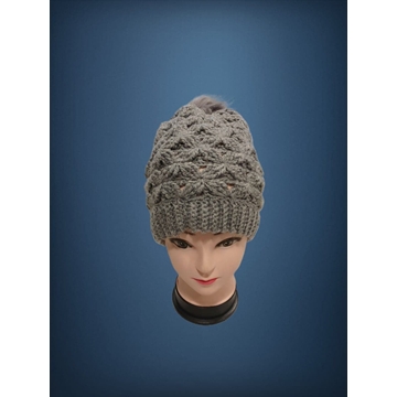 Gorro con pompón gris hecho a mano a ganchillo-crochet (18) - Imagen 1