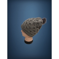 Gorro con pompón gris hecho a mano a ganchillo-crochet (18) - Imagen 2