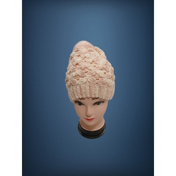 Gorro con pompón tonos rosa y blanco hecho a mano a ganchillo-crochet (10) - Imagen 1