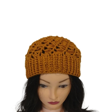 Gorro espiral dorado brillo hecho a mano a ganchillo - Imagen 1
