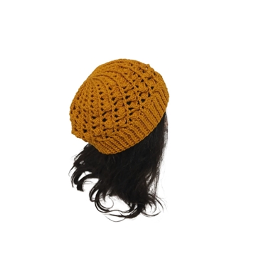 Gorro espiral dorado brillo hecho a mano a ganchillo - Imagen 2