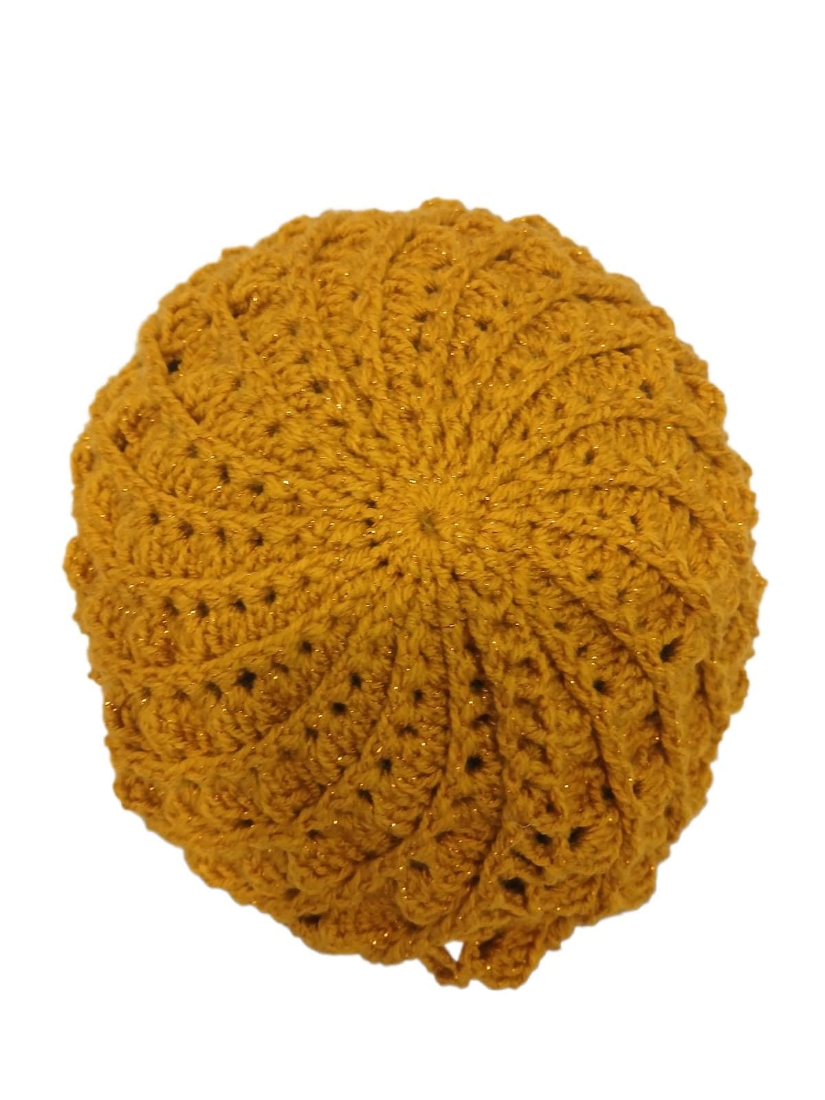 Gorro espiral dorado brillo hecho a mano a ganchillo - Imagen 4