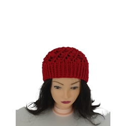 Gorro espiral rojo brillo hecho a mano a ganchillo - Imagen 1