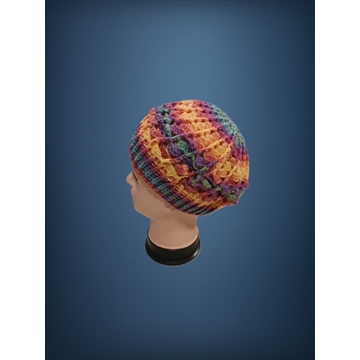 Gorro espiral tonos azules, amarillo hecho a mano a ganchillo - Imagen 2