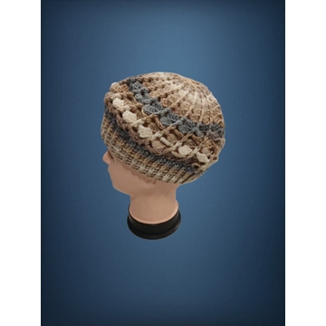 Gorro espiral tonos beige, gris y blanco hecho a mano a ganchillo  (23) - Imagen 2