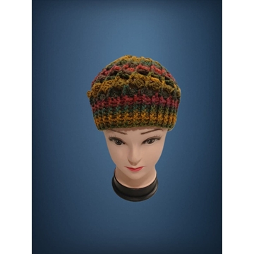 Gorro espiral tonos jaspeado verde lila amarillo hecho a mano a ganchillo (17) - Imagen 1