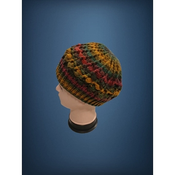Gorro espiral tonos jaspeado verde lila amarillo hecho a mano a ganchillo (17) - Imagen 2
