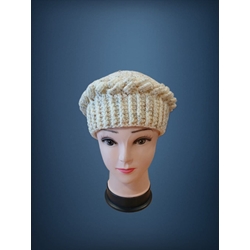 Gorro ondas jaspeado beige hecho a mano a ganchillo(5) - Imagen 1