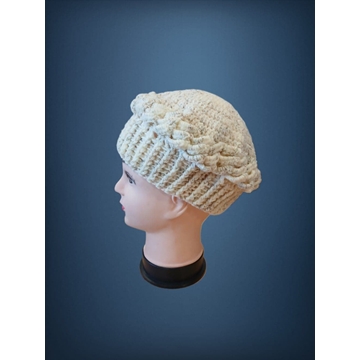 Gorro ondas jaspeado beige hecho a mano a ganchillo(5) - Imagen 2
