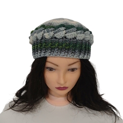 Gorro ondas tonos gris verde hecho a mano a ganchillo (7) - Imagen 1