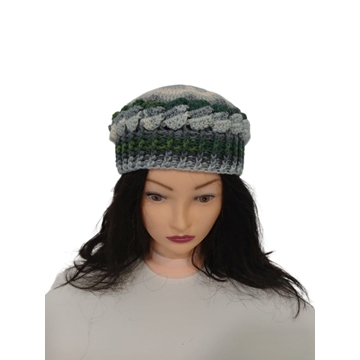 Gorro ondas tonos gris verde hecho a mano a ganchillo (7) - Imagen 1