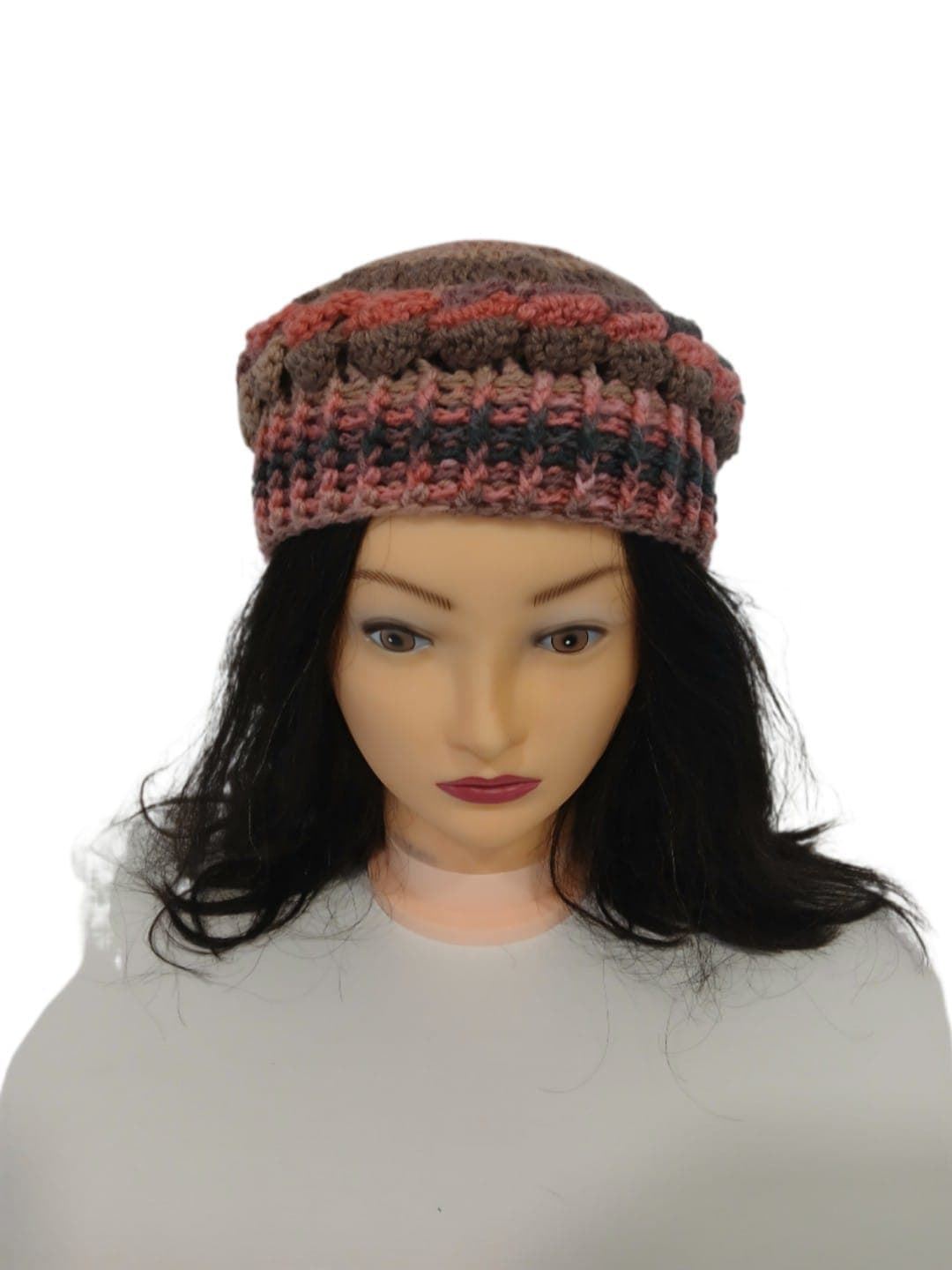 Gorro ondas tonos rosas hecho a mano a ganchillo (13) - Imagen 1