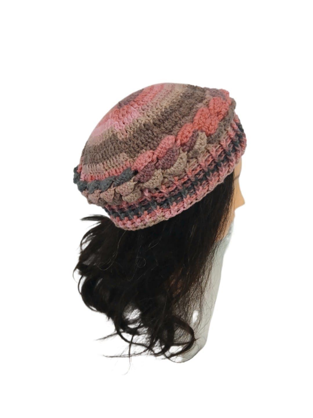 Gorro ondas tonos rosas hecho a mano a ganchillo (13) - Imagen 2