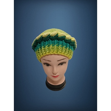 Gorro ondas tonos verdes hecho a mano a ganchillo (24) - Imagen 1