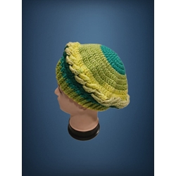 Gorro ondas tonos verdes hecho a mano a ganchillo (24) - Imagen 2
