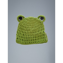 Gorro rana hecho a mano a ganchillo. - Imagen 1