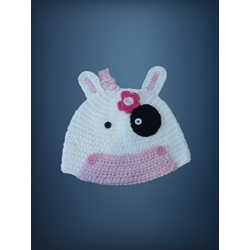 Gorro vaca hecho a mano a ganchillo. - Imagen 1