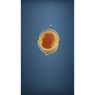 Monedero amarillo con llavero hecho a mano a ganchillo - Imagen 2