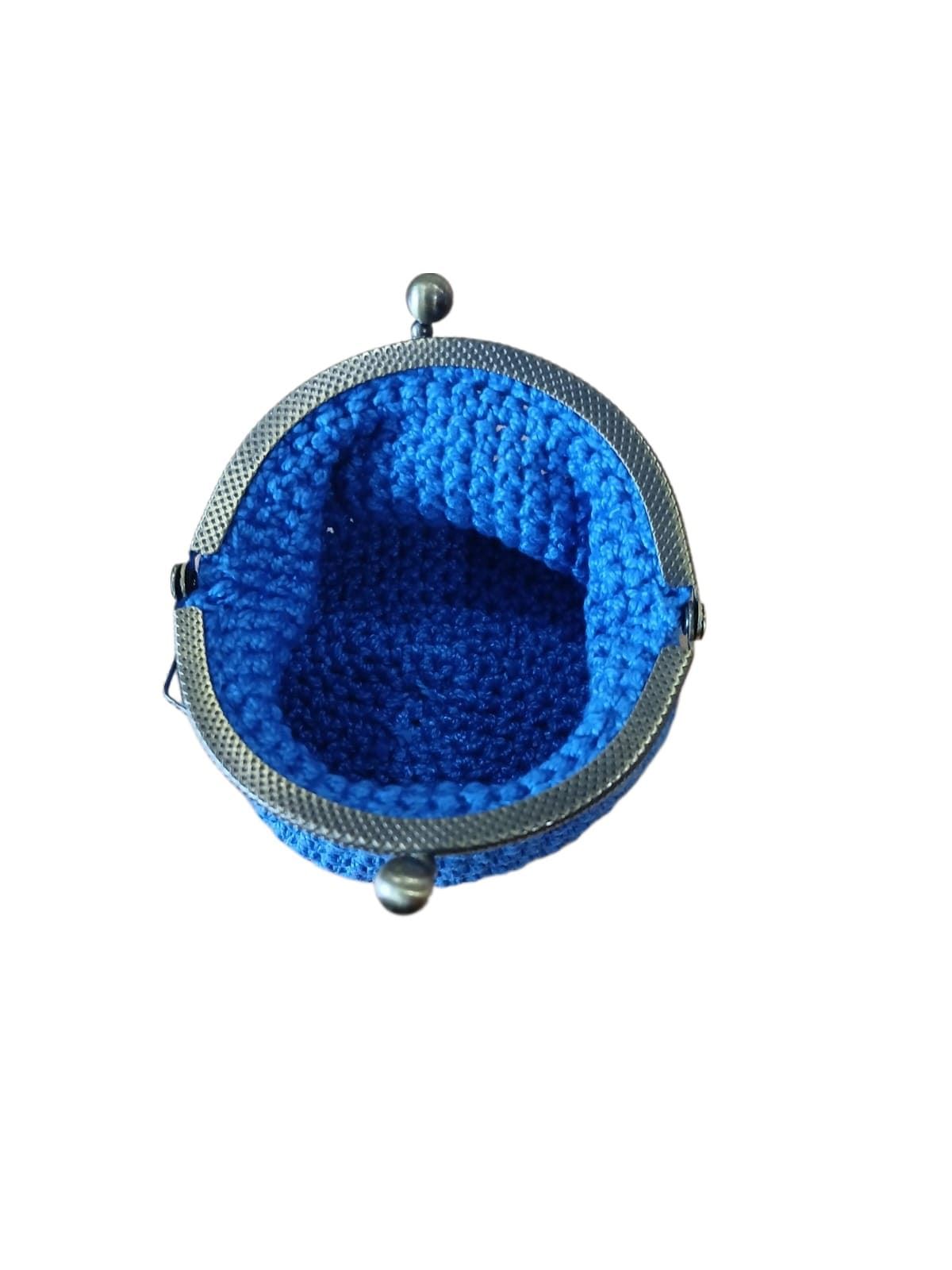 Monedero azul hecho a mano a ganchillo - Imagen 2