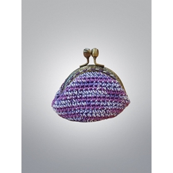 Monedero jaspeado lila hecho a mano a ganchillo - Imagen 1