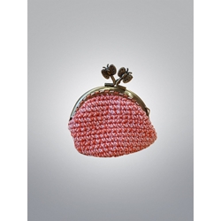 Monedero jaspeado rosa hecho a mano a ganchillo - Imagen 1