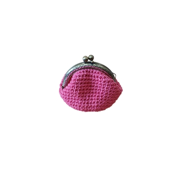 Monedero rosa hecho a mano a ganchillo - Imagen 1