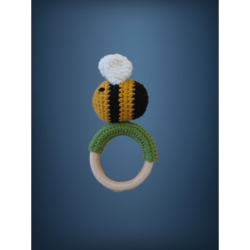Mordedor sonajero abeja hecho a mano a ganchillo (amigurumi) - Imagen 1