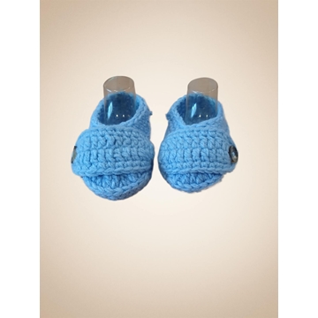 Patuco zapato azul hecho a mano a ganchillo - Imagen 1