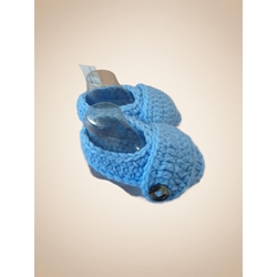 Patuco zapato azul hecho a mano a ganchillo - Imagen 2