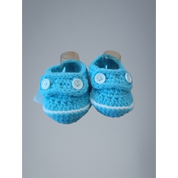 Patuco zapato azul hecho a mano a ganchillo. - Imagen 1