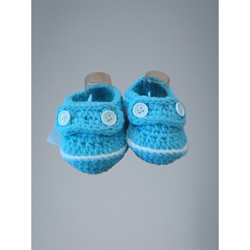 Patuco zapato azul hecho a mano a ganchillo. - Imagen 1