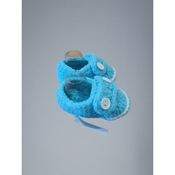 Patuco zapato azul hecho a mano a ganchillo. - Imagen 2