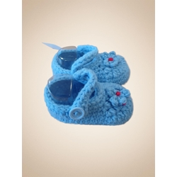 Patuco zapato azul hecho a mano a ganchillo. - Imagen 2