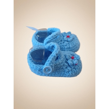 Patuco zapato azul hecho a mano a ganchillo. - Imagen 2