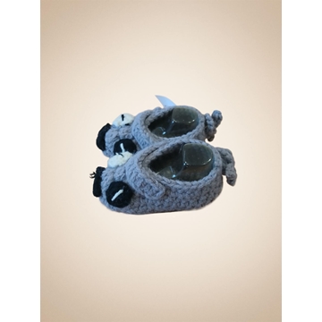 Patuco zapato coche gris hecho a mano a ganchillo. - Imagen 2