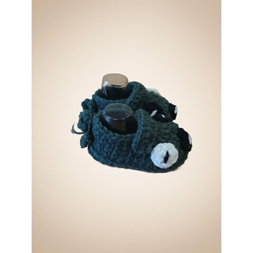 Patuco zapato coche verde hecho a mano a ganchillo. - Imagen 2