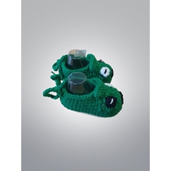 Patuco zapato coche verde hecho a mano a ganchillo. - Imagen 2