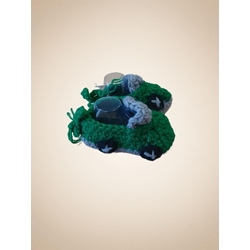 Patuco zapato coche verde hecho a mano a ganchillo. - Imagen 2