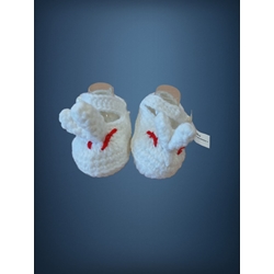 Patuco zapato conejo blanco hecho a mano a ganchillo. - Imagen 1