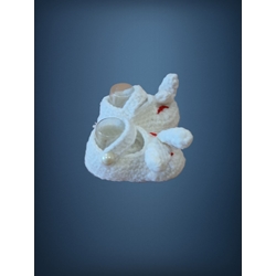 Patuco zapato conejo blanco hecho a mano a ganchillo. - Imagen 2