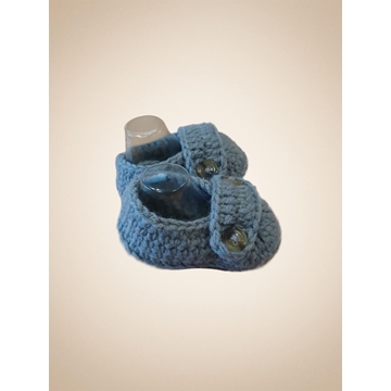 Patuco zapato gris hecho a mano a ganchillo. - Imagen 2